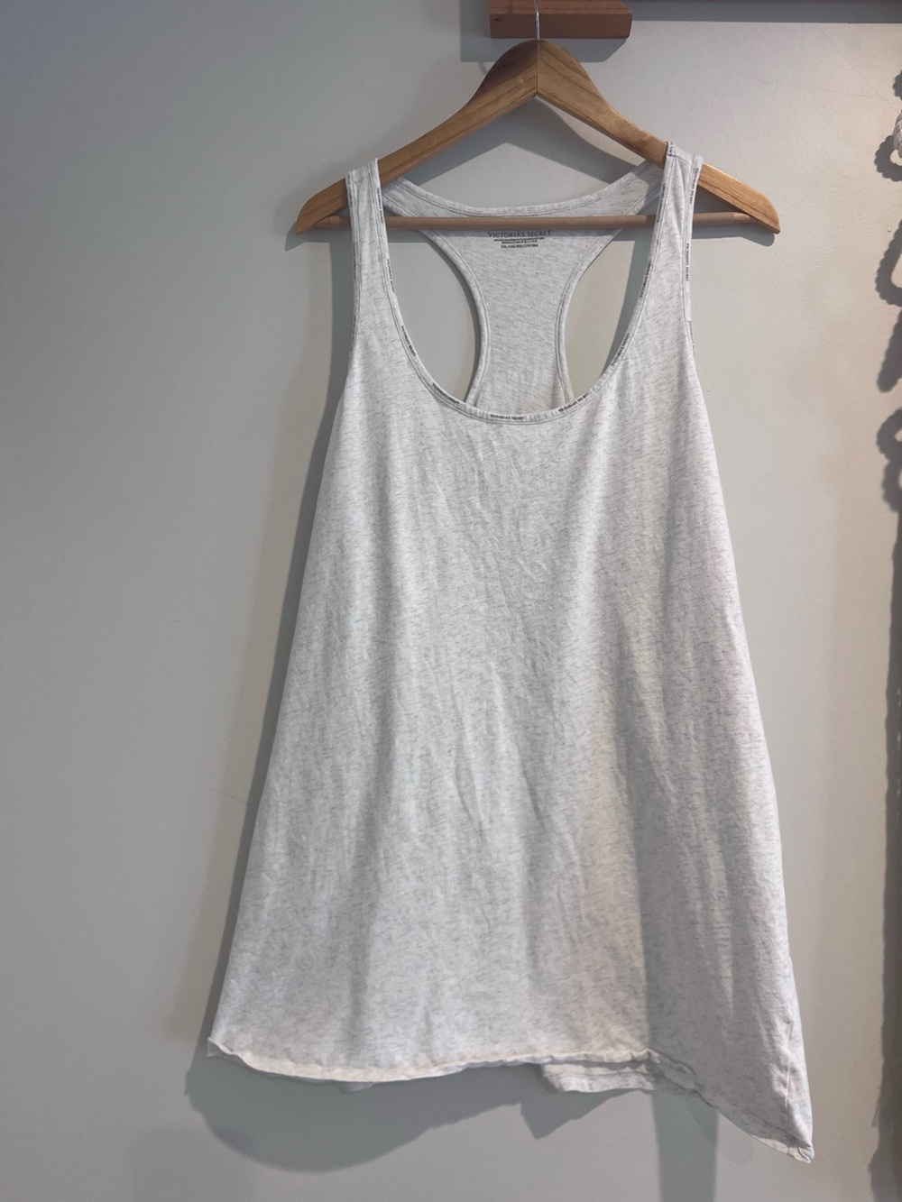 Victoria's Secret Tank Racer Back XXL Flowy Loose Scoop Neck Workout Gray Logo